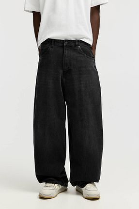 شلوار جین مشکی مردانه پاچه گشاد Pull & Bear - کد 896092915
