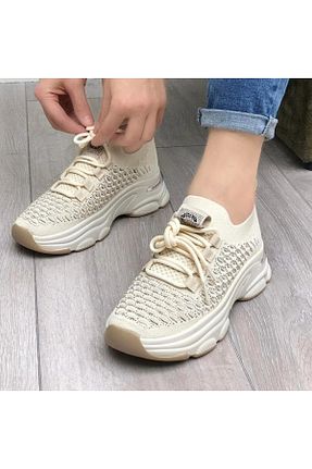 کفش اسنیکر بژ زنانه بند دار Guja - کد 896095414