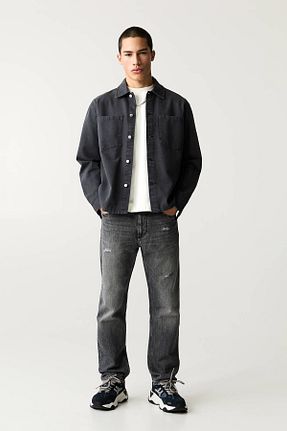 شلوار جین طوسی مردانه پاچه ساده Pull & Bear - کد 896090145
