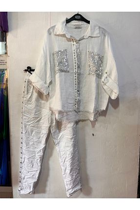 پیراهن سفید زنانه اورسایز Butik Ayseba - کد 896106617