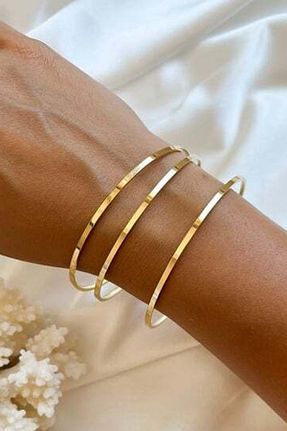 دستبند استیل (فولاد) زرد زنانه استیل (فولاد) AURRARİ - کد 896109137