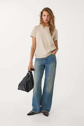 تیشرت طوسی زنانه Straight Stradivarius - کد 864944283