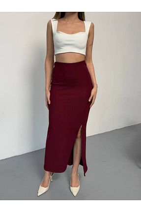 دامن زرشکی زنانه لیکرا İLKCET MODA - کد 896145873