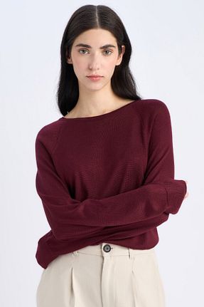 پلیور زرشکی زنانه ساده Defacto - کد 896204391