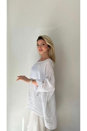 بلوز سفید زنانه گلدار LADY RIVSD - کد 897446265