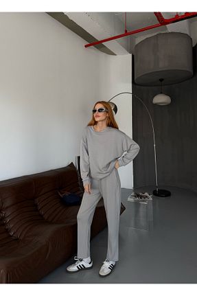 ست بالاتنه و پائین تنه طوسی زنانه بافتنی Cappmoda - کد 897447444