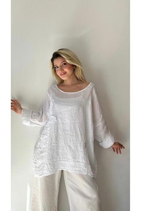 بلوز سفید زنانه گلدار LADY RIVSD - کد 897446265