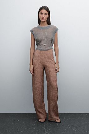 شلوار قرمز زنانه کتان Massimo Dutti - کد 892588840