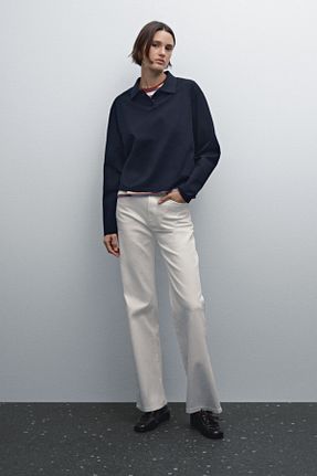 شلوار سفید زنانه پنبه ای Massimo Dutti - کد 893580206