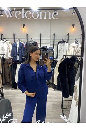 ست بالاتنه و پائین تنه سرمه ای زنانه بافت Büşra Yılmaz Boutique - کد 896265160