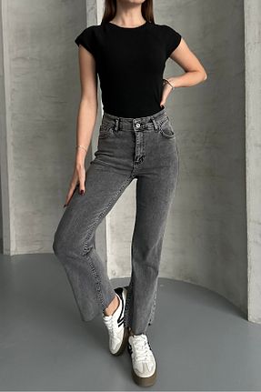 شلوار جین طوسی زنانه پاچه لوله تفنگی macharel jeans - کد 896262472
