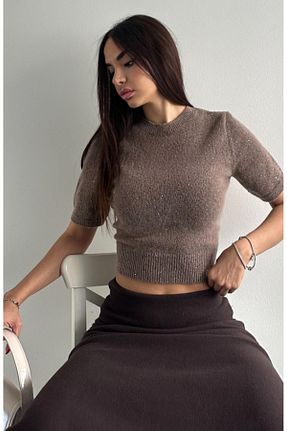 پلیور قهوه ای زنانه رگولار fujya - کد 896273565