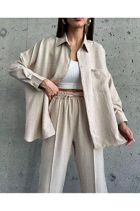 ست بالاتنه و پائین تنه بژ زنانه بافتنی Famel Butik - کد 896272526