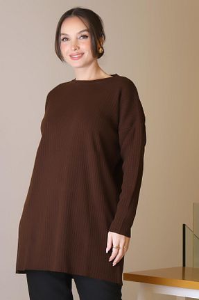 پلیور قهوه ای زنانه ساده Nazen Giyim - کد 939635945