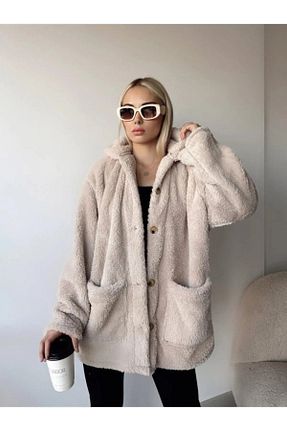 کت بژ زنانه اورسایز VELİZADE - کد 896301872