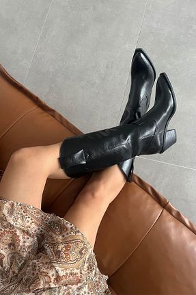 چکمه مشکی زنانه چرم مصنوعی Straswans - کد 896291540