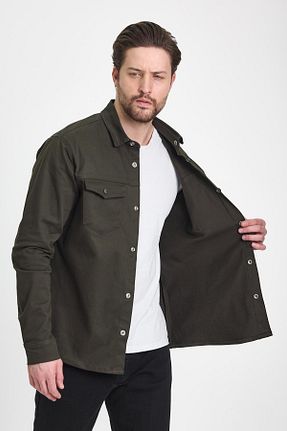 پیراهن خاکی مردانه اورسایز DAMGA JEANS - کد 896297767