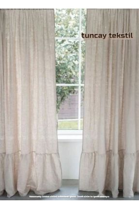 پرده زمینه بژ کتان TUNCAY TEKSTİL - کد 840031717