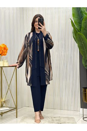 ست بالاتنه و پائین تنه حجاب سرمه ای زنانه سایز بزرگ GK - کد 896328982
