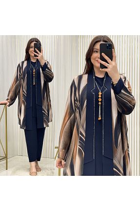 ست بالاتنه و پائین تنه حجاب سرمه ای زنانه سایز بزرگ GK - کد 896328982