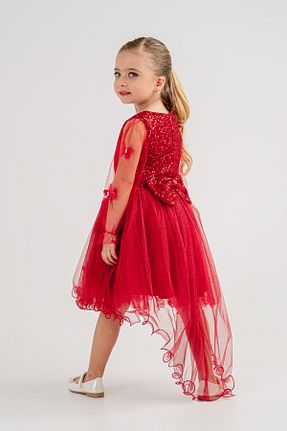 لباس مجلسی و فارغ التحصیلی قرمز بچه گانه توری Eray Kids - کد 897491275