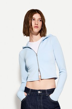 سوئیشرت آبی زنانه ساده Bershka - کد 896345722