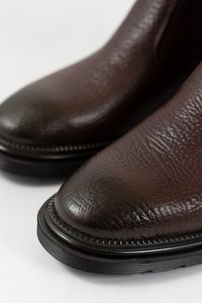 بوت / نیم بوت قهوه ای مردانه چرم خالص OZIYS - کد 896344707