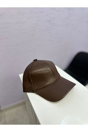 کلاه قهوه ای زنانه چرم مصنوعی HCAKSESUAR - کد 896356340