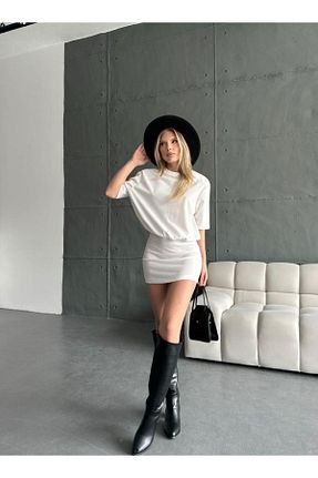 لباس سفید زنانه بافت AB LOOKS - کد 818718416