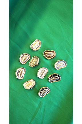 دکمه سر آستین زرد روکش طلا Uçar - کد 897593635