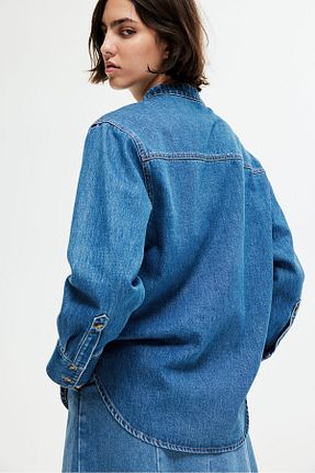 پیراهن آبی زنانه اورسایز H&M - کد 893424547
