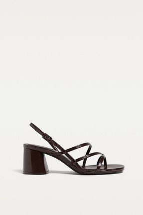 صندل قهوه ای زنانه پاشنه ضخیم Stradivarius - کد 896526451