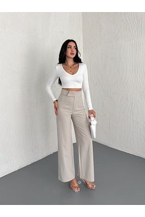 شلوار بژ زنانه پارچه Gugus - کد 896551372