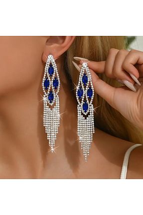 گوشواره جواهر سرمه ای سنگ طبیعی by evrenmusti - کد 896561936