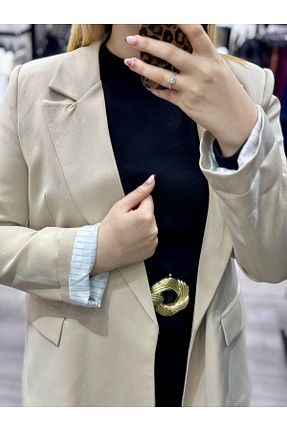 کت بلیزر بژ زنانه پلی استر Büşra Yılmaz Boutique - کد 896561962