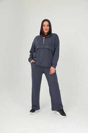 ست گرمکن سایز بزرگ طوسی زنانه پنبه ای Esina - کد 896564230