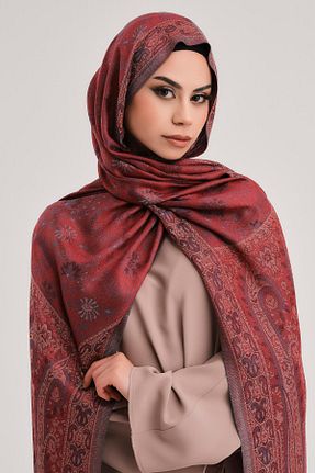 شال زرشکی زنانه کشمیر ELF PRIVE - کد 896581777