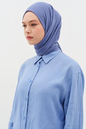 شال سرمه ای زنانه پنبه ای Tuğba - کد 896608619