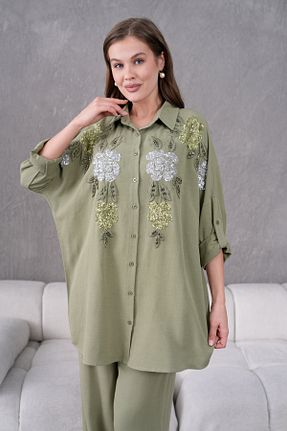 پیراهن خاکی زنانه اورسایز MVStore - کد 896631441