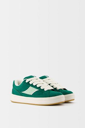 کفش اسنیکر سبز زنانه بند دار Bershka - کد 896579683