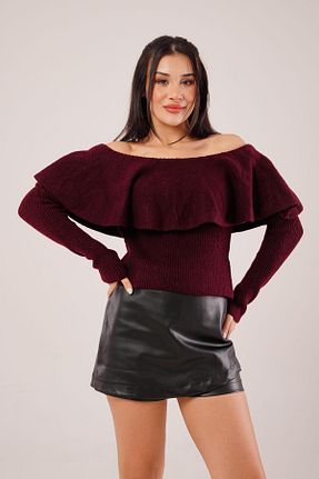 پلیور زرشکی زنانه ساده Hipo Trend - کد 896616861