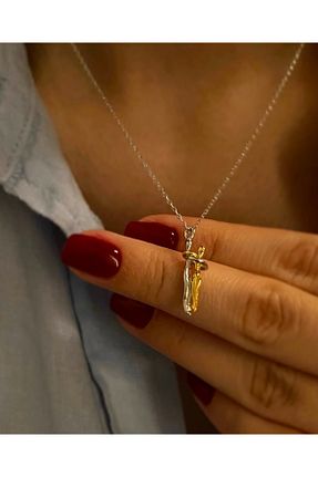 گردنبند نقره طلائی زنانه 925 عیار Amour Silver - کد 896607229