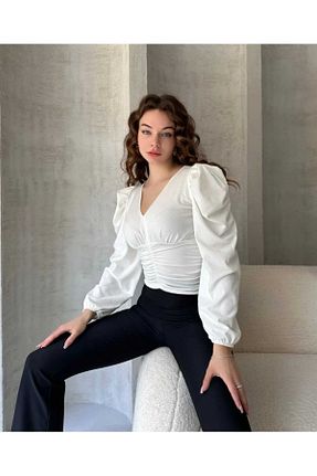لباس سفید زنانه بافتنی ZHR ŞİRİN - کد 896620128