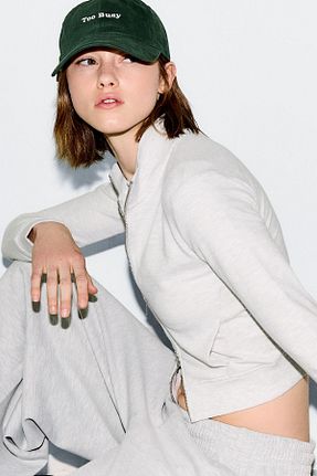 سوئیشرت طوسی زنانه اسلیم Bershka - کد 896345740