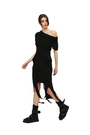 دامن مشکی زنانه پنبه ای AGA - کد 896583771