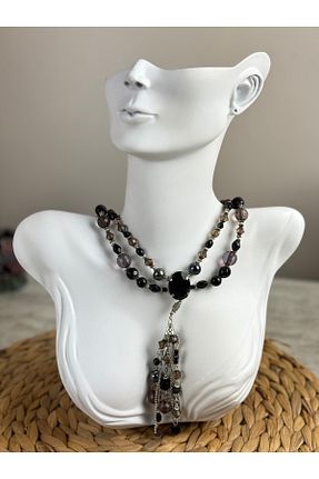 گردنبند جواهر مشکی زنانه سنگ SEDEF TAKI - کد 896659673