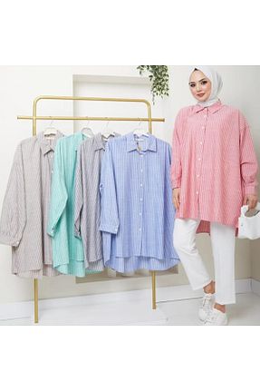 پیراهن آبی زنانه سایز بزرگ OYS - کد 896665382