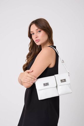کیف دوشی سفید زنانه چرم مصنوعی macsoo - کد 893929720