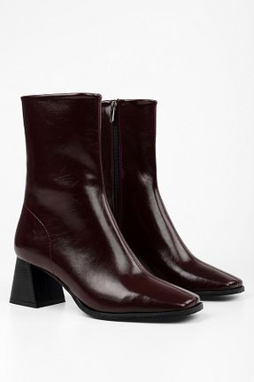 بوت / نیم بوت زرشکی زنانه چرم مصنوعی Shoeberry - کد 896746498