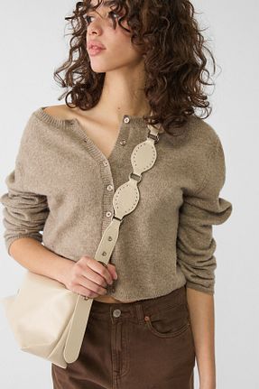 کیف دوشی نباتی زنانه پلی اورتان Stradivarius - کد 896767137